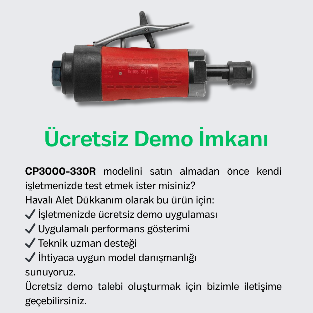 Chicago Pneumatic CP3000-330R Havalı Kalıpçı Taşlama 1/4