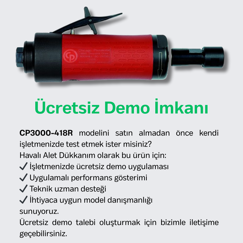 Chicago Pneumatic CP3000-418R Havalı Kalıpçı Taşlama 1/4
