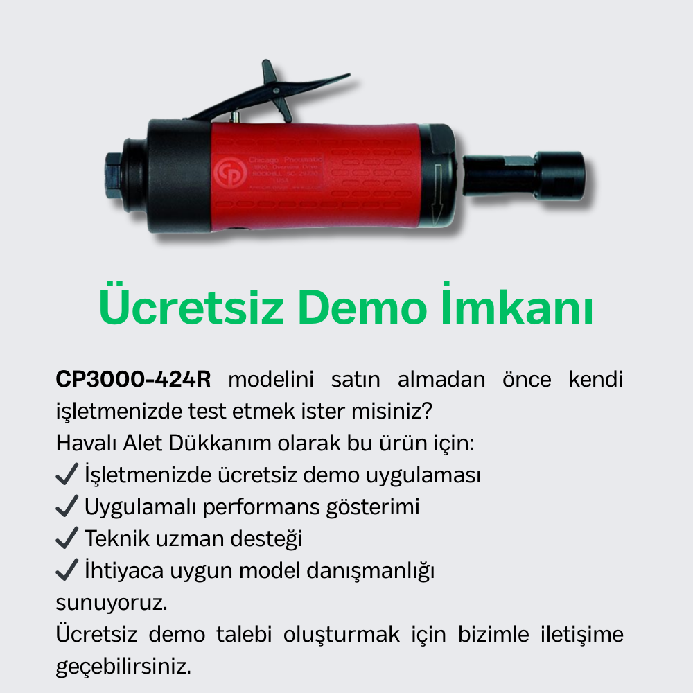 Chicago Pneumatic CP3000-424R Havalı Kalıpçı Taşlama 1/4