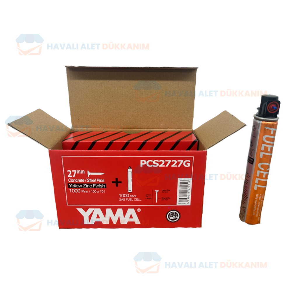 Çivi ve Zımba TeliYAMA PCS2727G Gazlı Tabanca Beton Çivisi 27 mm 1000 Adet + Gaz
