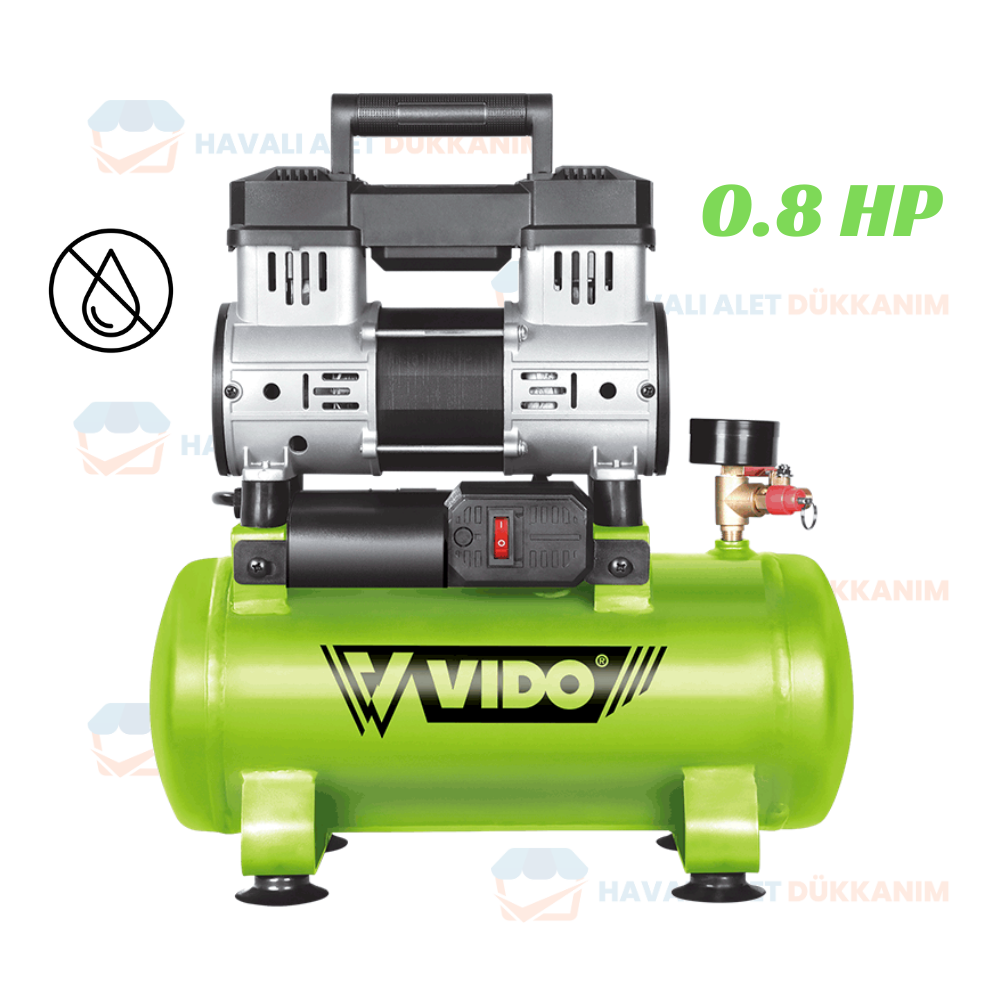 KompresörVIDO WD060210808 Kompresör Yağsız ve Sessiz 8 Lt
