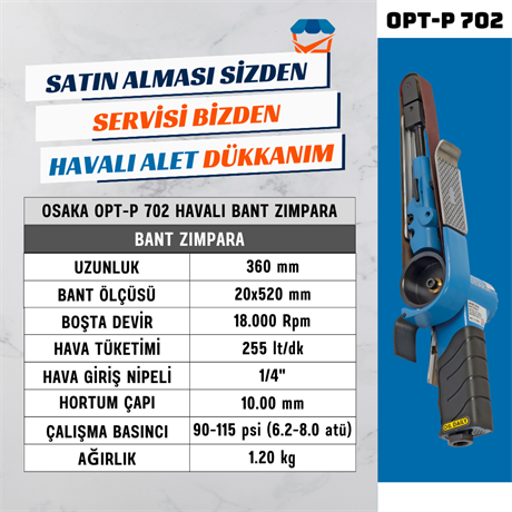 OSAKA OPT-P 702 Havalı Bant Zımpara | Havalı Alet Dükkanım