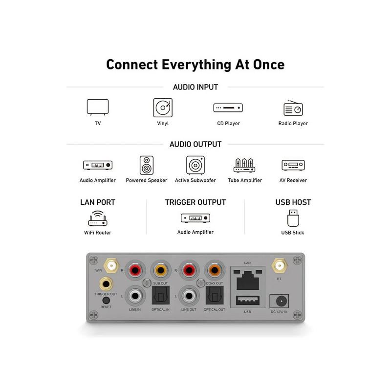 Arylic S50 Pro+ Wireless Stereo Preamp With aptX HD & ESS 9023 DAC