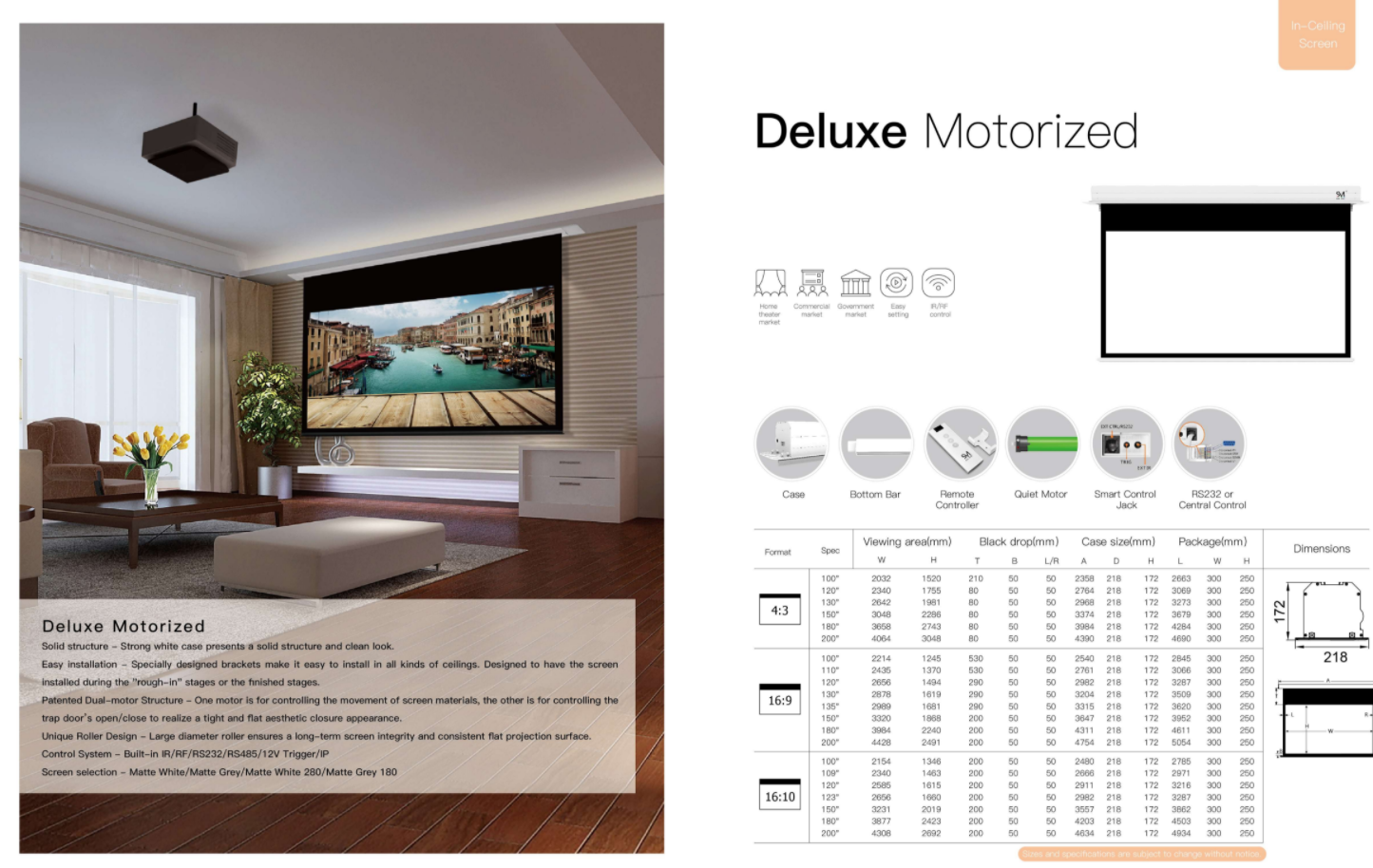 Seemax Deluxe Tavana Gömme 234x175 Motorlu Perde