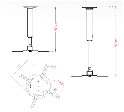 PROSCREEN ULTIMATE TC-2 PROFESYONEL 45kg TAŞIMA 45-80cm PROJEKSİYON ASKI APARATI