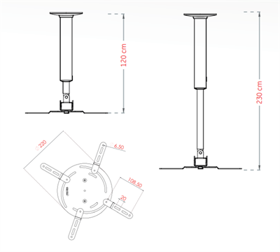 PROSCREEN ULTIMATE TC-4 PROFESYONEL 45kg TAŞIMA 120 - 230cm PROJEKSİYON ASKI APARATI