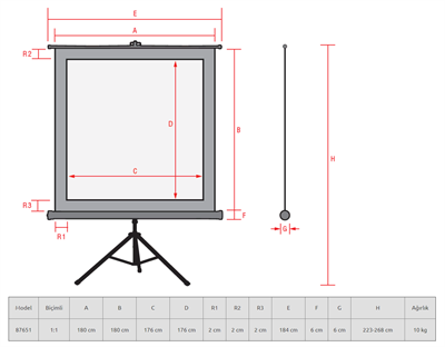 Reflecta 180x180 Tripod Projeksiyon Perdesi
