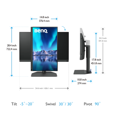 BenQ SW272Q｜27 inç 2K AdobeRGB 90W USB-C Fotoğrafçı Monitörü
