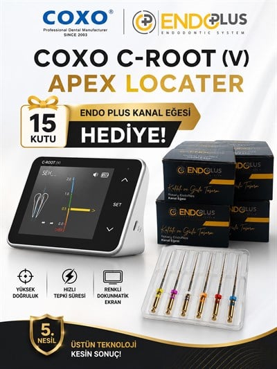 COXO C-ROOT (V) Apex Locator + 15 Kutu Endo Plus Kanal Eğesi Hediye