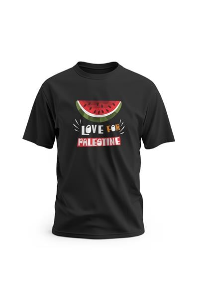 T-shirt Palestine LOVE FOR PALESTINE With Watermelon Digital Printed Unisex