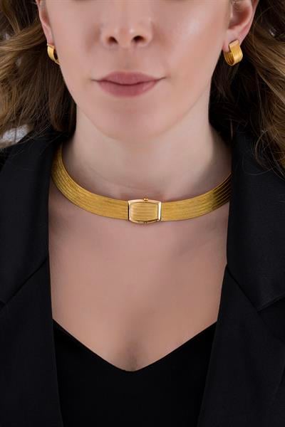 7 Sıra Klasik Hasır Altın Kolye