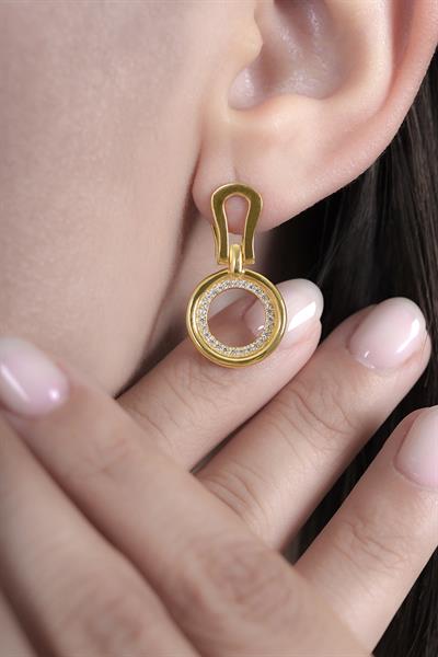 Aklina Hasır Altın Küpe Sarı