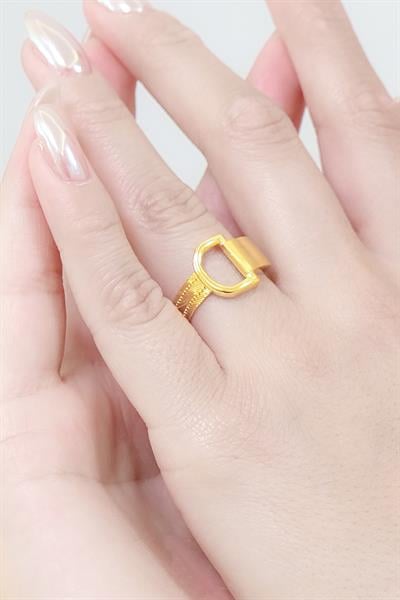 Della 14 Ayar 3 Sıra D Toka Detaylı Altın Yüzük Sarı