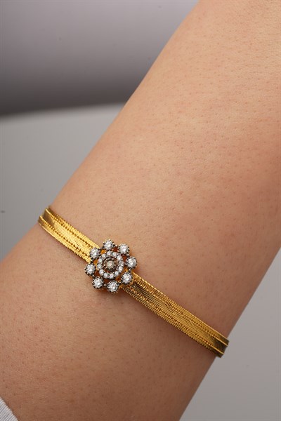 Flora Hasır Altın Bileklik