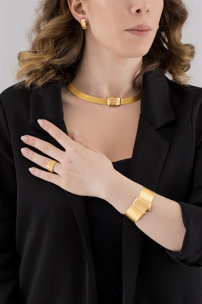 Klasik 11 Sıra Bilezik 5 Sıra Gerdanlık Yüzük Küpe Trabzon Hasır Set