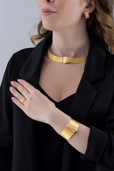 Klasik 13 Sıra Bilezik 7 Sıra Gerdanlık Yüzük Küpe Trabzon Hasır Set