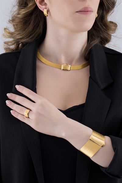 Klasik 15 Sıra Bilezik 5 Sıra Gerdanlık Yüzük Küpe Trabzon Hasır Set