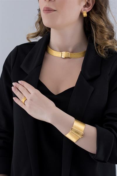 Klasik 15 Sıra Bilezik 7 Sıra Gerdanlık Yüzük Küpe Trabzon Hasır Set 