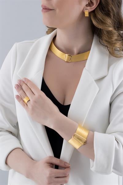 Klasik 15 Sıra Bilezik 9 Sıra Gerdanlık Yüzük Küpe Trabzon Hasır Set 