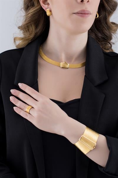 Klasik 17 Sıra Bilezik 5 Sıra Gerdanlık Yüzük Küpe Trabzon Hasır Set