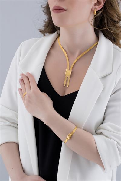 Klasik 3 Sıra Bilezik 3 Sıra Gerdanlık Yüzük Küpe Trabzon Hasır Set 