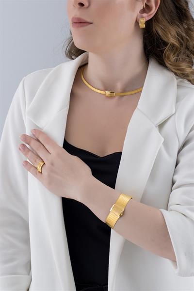 Klasik 9 Sıra Bilezik 3 Sıra Gerdanlık Yüzük Küpe Trabzon Hasır Set 