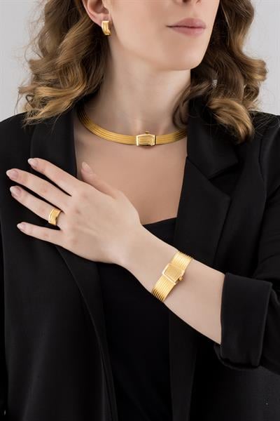 Klasik 9 Sıra Bilezik 5 Sıra Gerdanlık Yüzük Küpe Trabzon Hasır Set