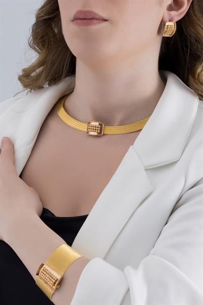 Klasik Fantezi 13 Sıra Bilezik 5 Sıra Gerdanlık Küpe