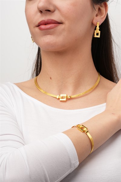 Lumina Set 3 sıra hasır  14 Ayar Altın Şıklığı