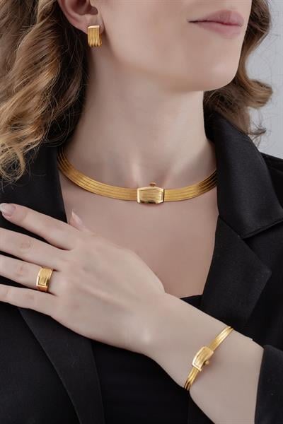 Trabzon Hasırı 3 Sıra Bilezik 5 Sıra Gerdanlık Yüzük Küpe