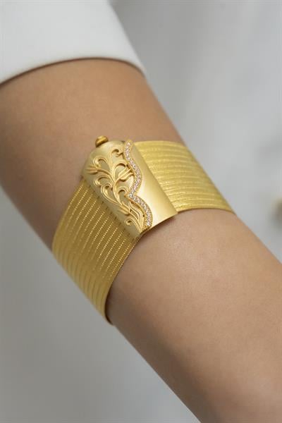 Zargold 13 Sıra Toka Detaylı Hasır Altın Bilezik Sarı