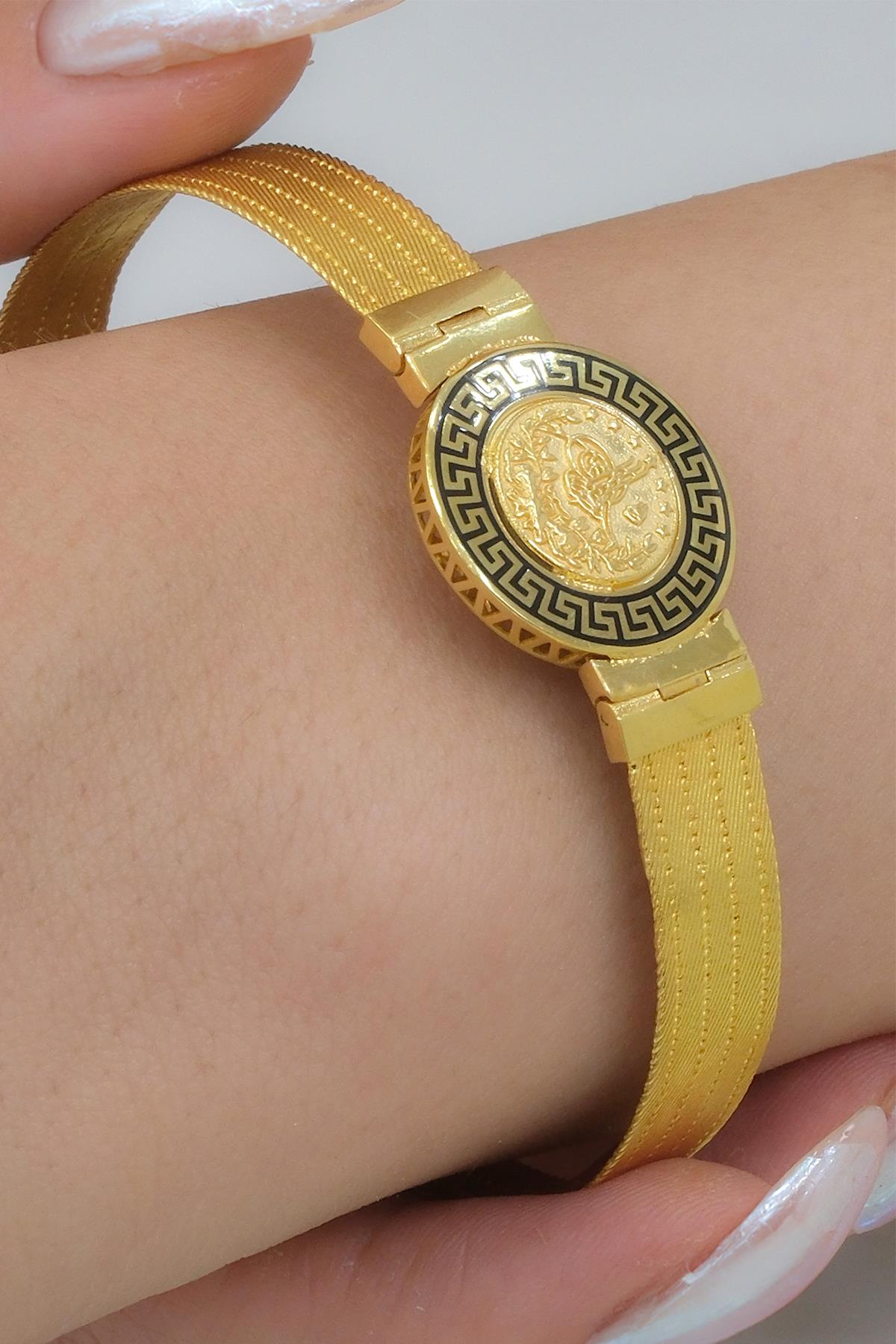 14 Ayar Hasır Altın Kelepçe Bilezik