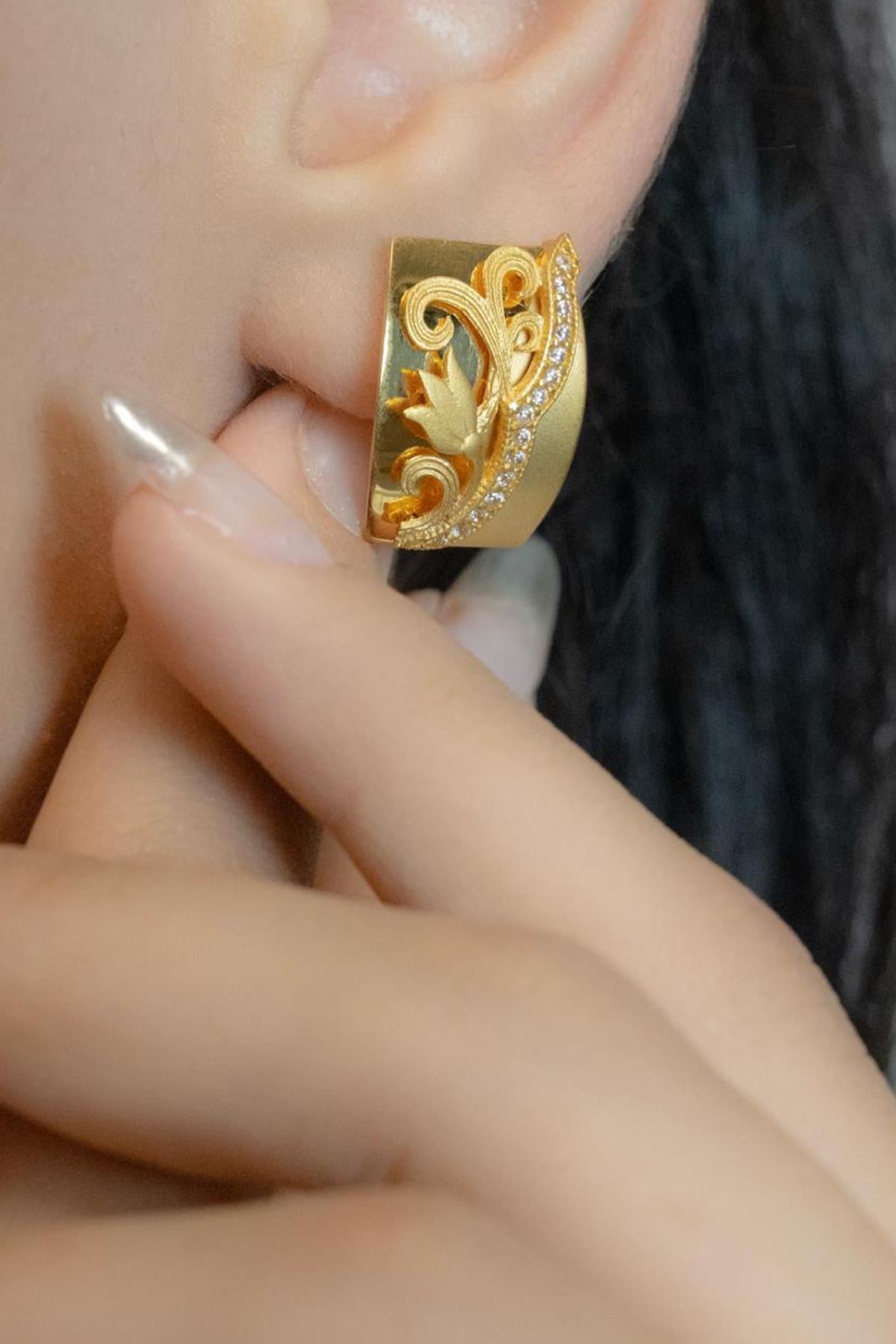 Zargold Hasır Altın Küpe Sarı