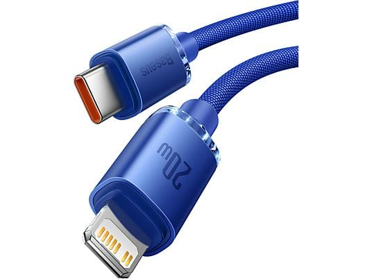 Baseus Crystal Shine Series 20W Type-C to Lightning Hızlı Şarj ve Data Kablosu - Mavi