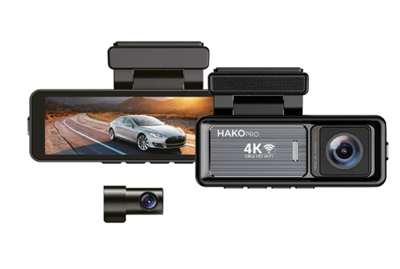 HAKO PRO 4K UHD Geniş Ekran Araç Kamerası - Çift Kamera, WiFi, Gece Görüşü, Arka Kamera Dahil