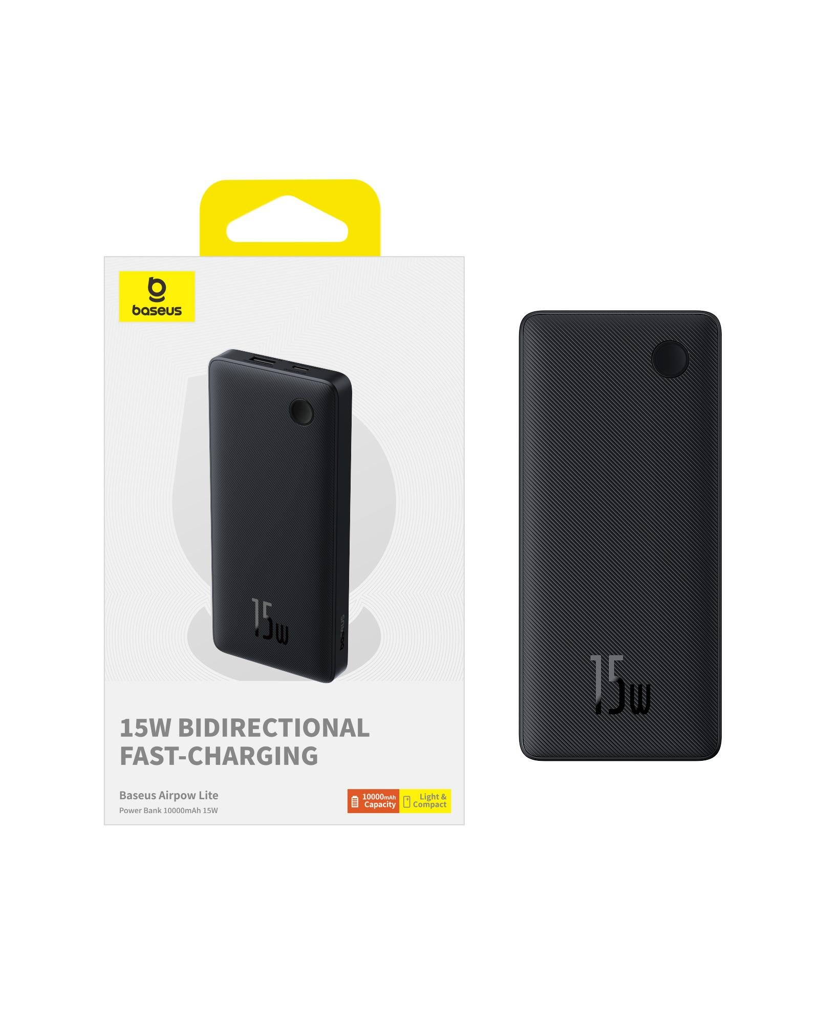 Baseus Airpow Lite 10000mAh 15W Çift Yönlü Hızlı Şarj Powerbank