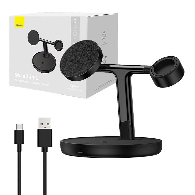 Baseus Swan 3-in-1 Manyetik Kablosuz Şarj Standı – 20 W (Telefon, Saat, Kulaklık)
