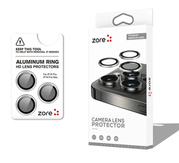 Genel Markalar iPhone 16 Pro Max Zore CL-12 Premium Safir Parmak İzi Bırakmayan Anti-Reflective Kamera Lens K