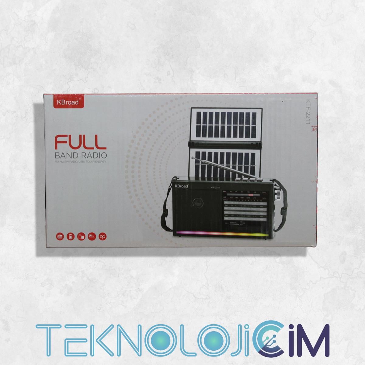 KBroad KTF-2211 Solar Enerjili Full Band Radyo | USB & TF Kart Destekli Nostaljik Radyo