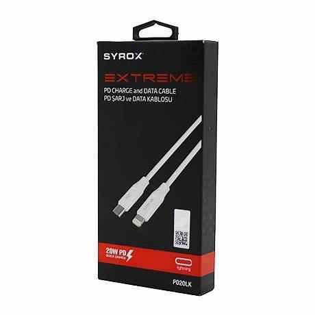 Syrox PD20LK Type-C to Lightning Şarj ve Data Kablosu 1Metre 20W