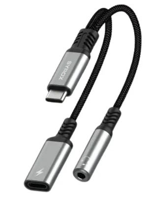 Syrox TYPE-C CONVERTER, Type-C to 1x Şarj & 1x Kulaklık (Aux), 2'si 1 arada adaptör kulaklık ve şarj