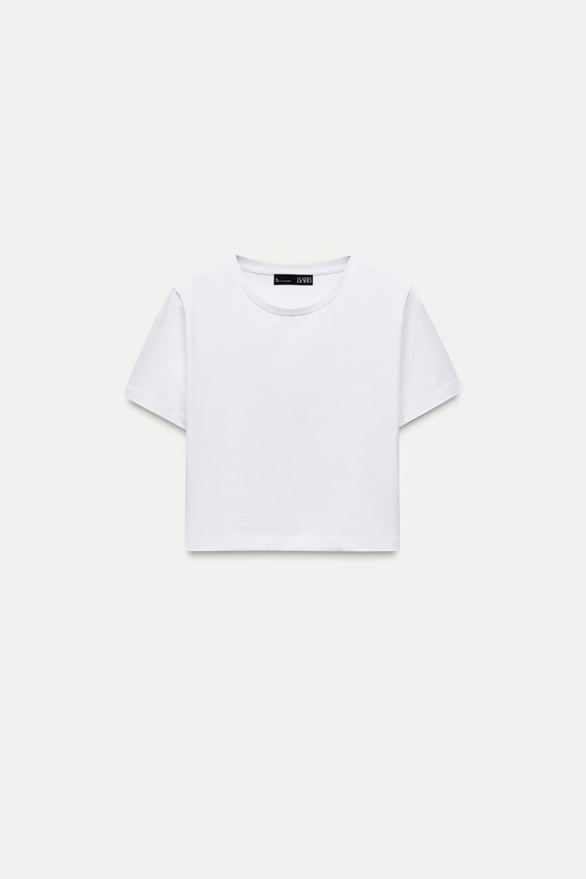 PAMUKLU CROP TSHIRT BEYAZ