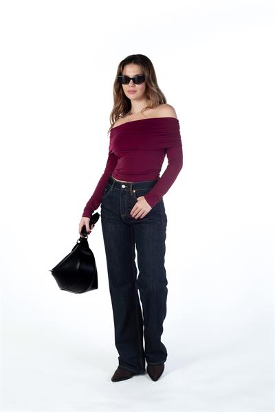 BORDO AMY AÇIK OMUZLU BODY