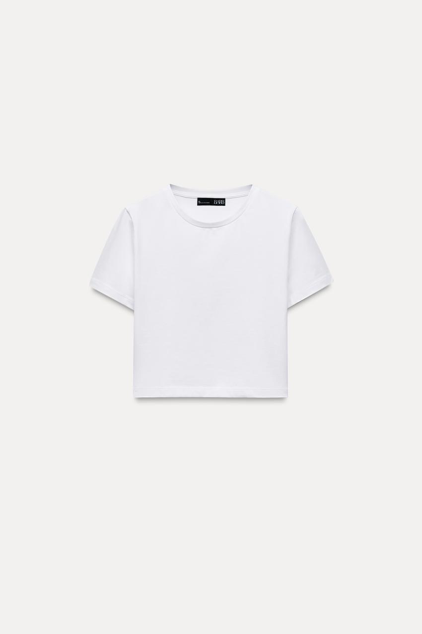 PAMUKLU CROP TSHIRT BEYAZ