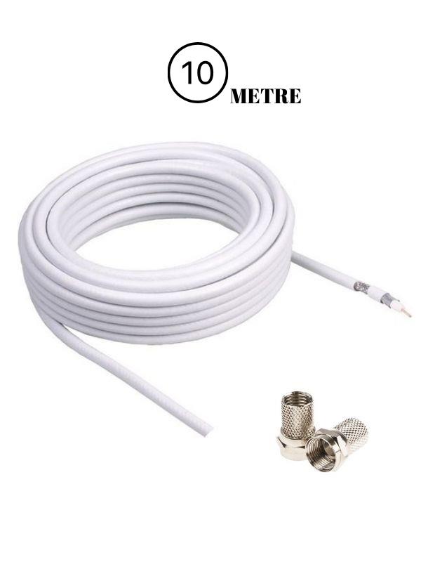 10 Metre 80 Telli Rg6 Hazır Uydu Anten Kablosu F Konnektörlü 10 yıl garantili