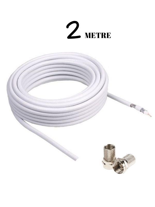 2Metre 80 Telli Rg6 Hazır Uydu Anten Kablosu F Konnektörlü 10 yıl garantili