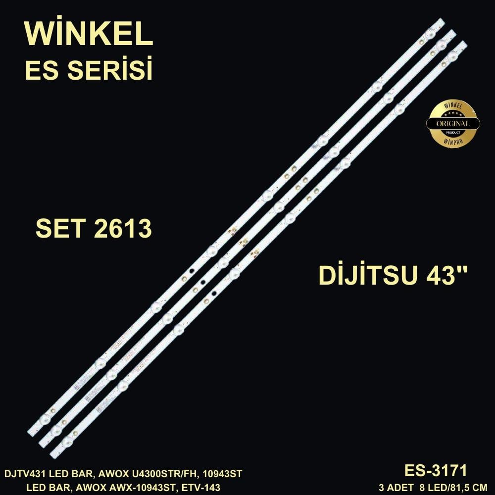 DİJİTSUDJTV431 LED BAR, KJ43D08-ZC22AG-13E 303KJ430041E 8S1P 8 LEDLİ, AWOX U4300STR/FH, 10943ST LED BAR, AWOX AWX-10943ST, LED BAR, DLED43HD 3X8 1002, ELECTROMASTER, ETV-143 ES-3171 ES 3171