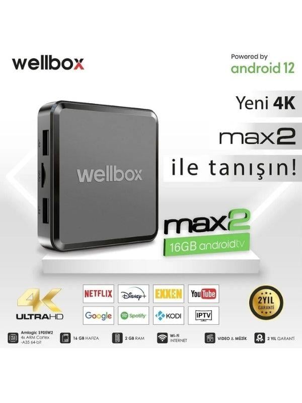 Wellbox Max 2  Android 12  Tv box-android box 2 GB RAM 16 GB HAFIZA