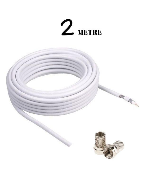 2Metre 80 Telli Rg6 Hazır Uydu Anten Kablosu F Konnektörlü 10 yıl garantili