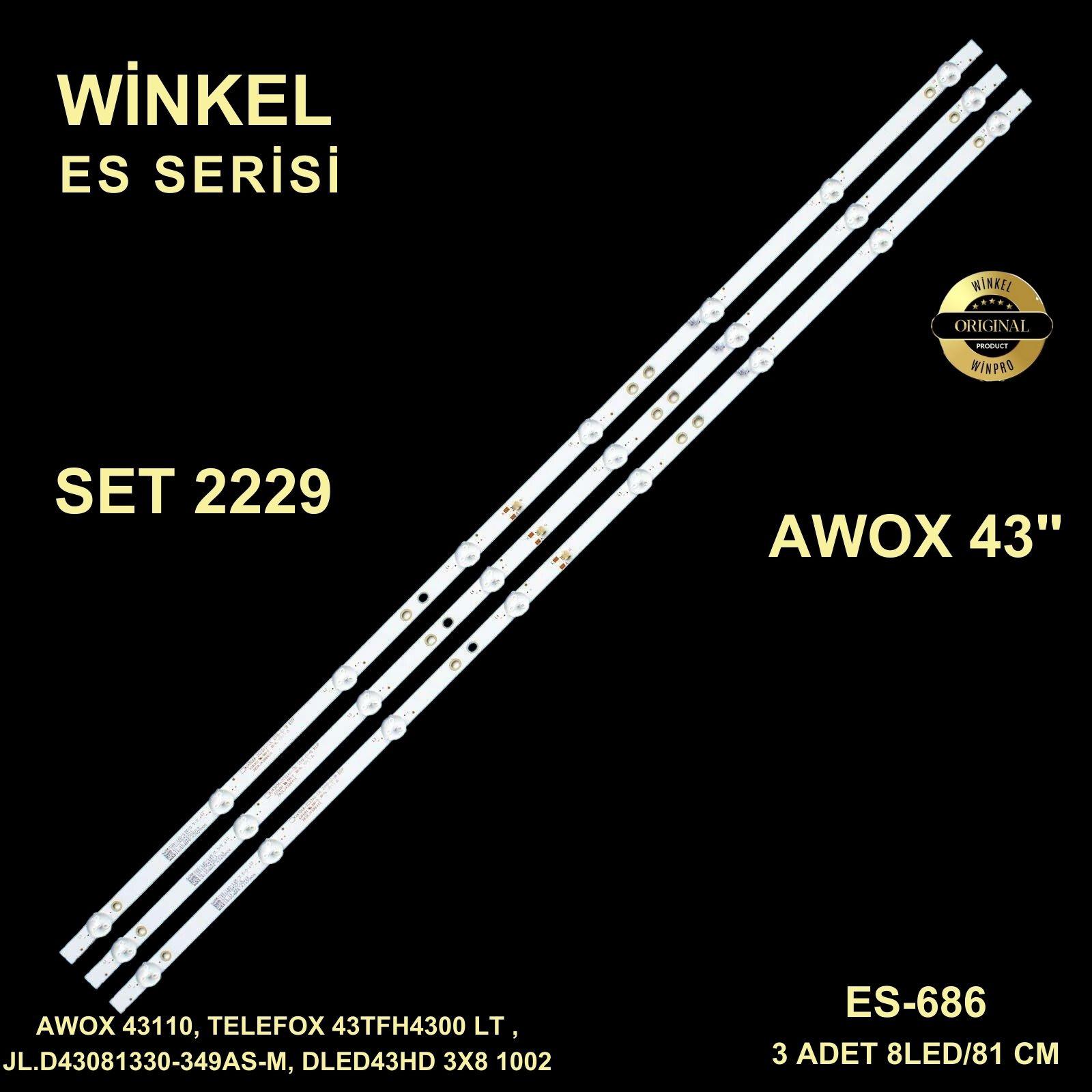 AWOX 43110 AWOX 43110, TELEFOX 43TFH4300 LED BAR BACKLIGHT , JL.D43081330-349AS-M, DLED43HD 3X8 1002 , 31.11.043000015 02 , AWOX U4300STR , AWX-10943ST , LED BAR ES-686 GEN-686 GEN686 SET-0686 SET686 STL1745T 1745T ,43IH43ST